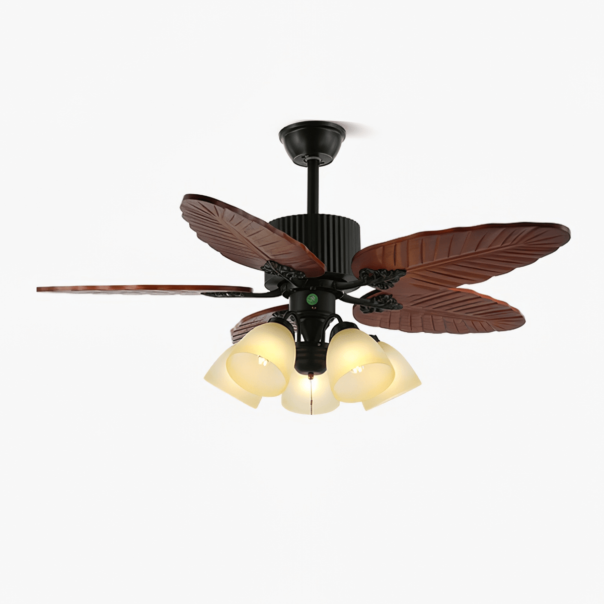 Syleelle Tropical Holz Glas Deckenventilator mit Beleuchtung