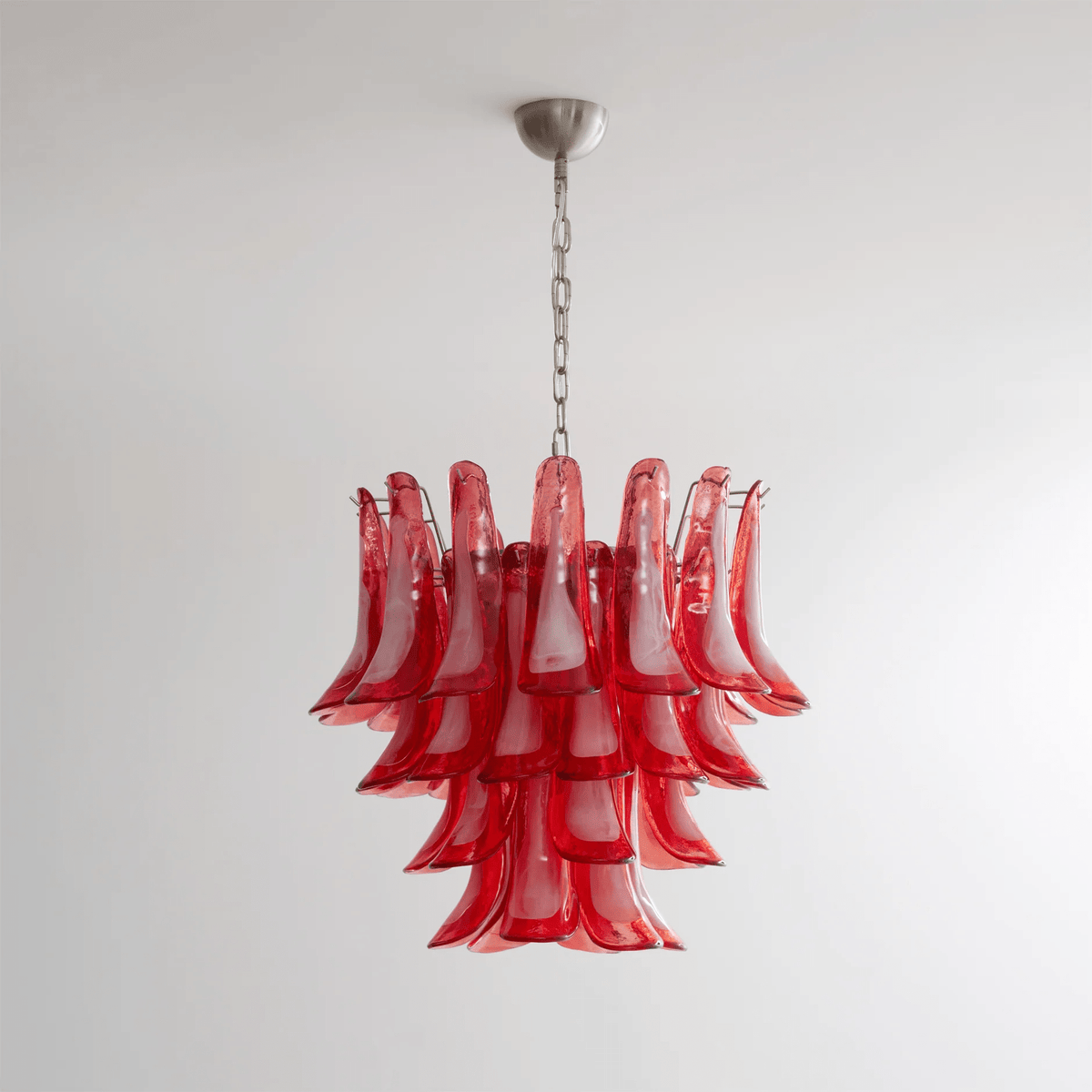 Celoelle Kronleuchter Karmesin Murano-Glasblüten geschichtet Vintage