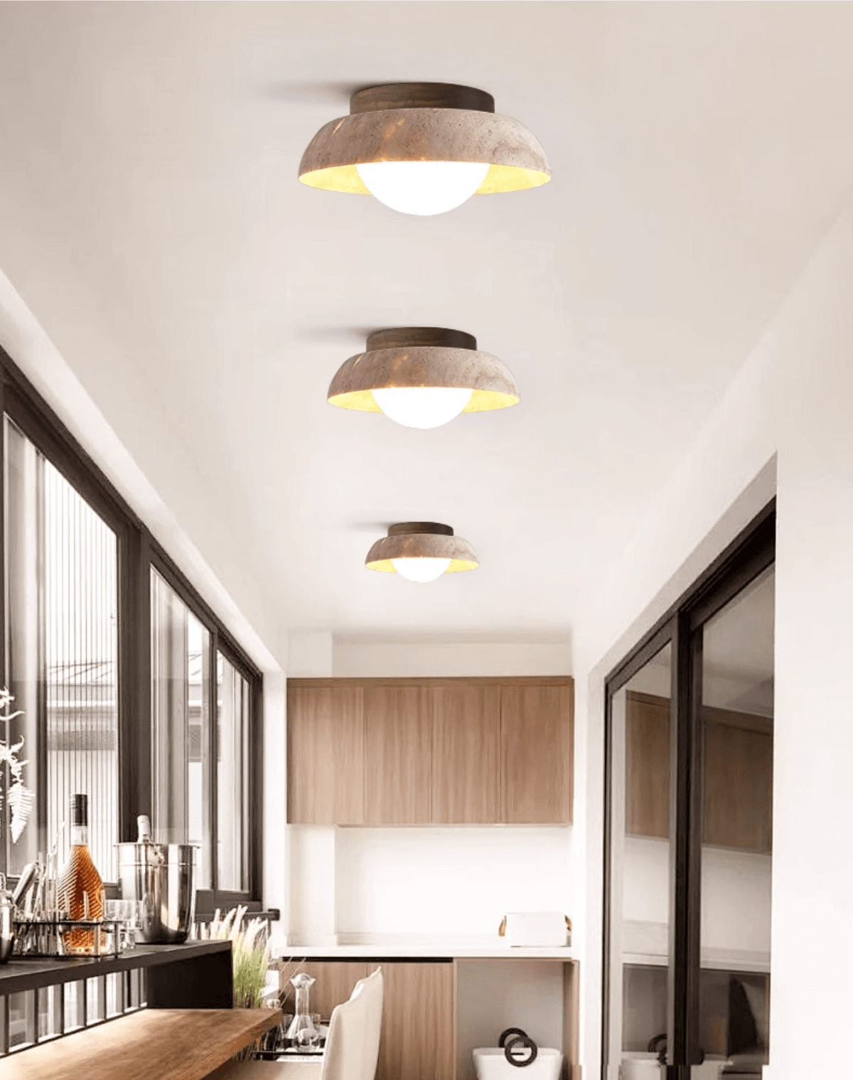 Anya Disc-Dome Travertine Deckenleuchte