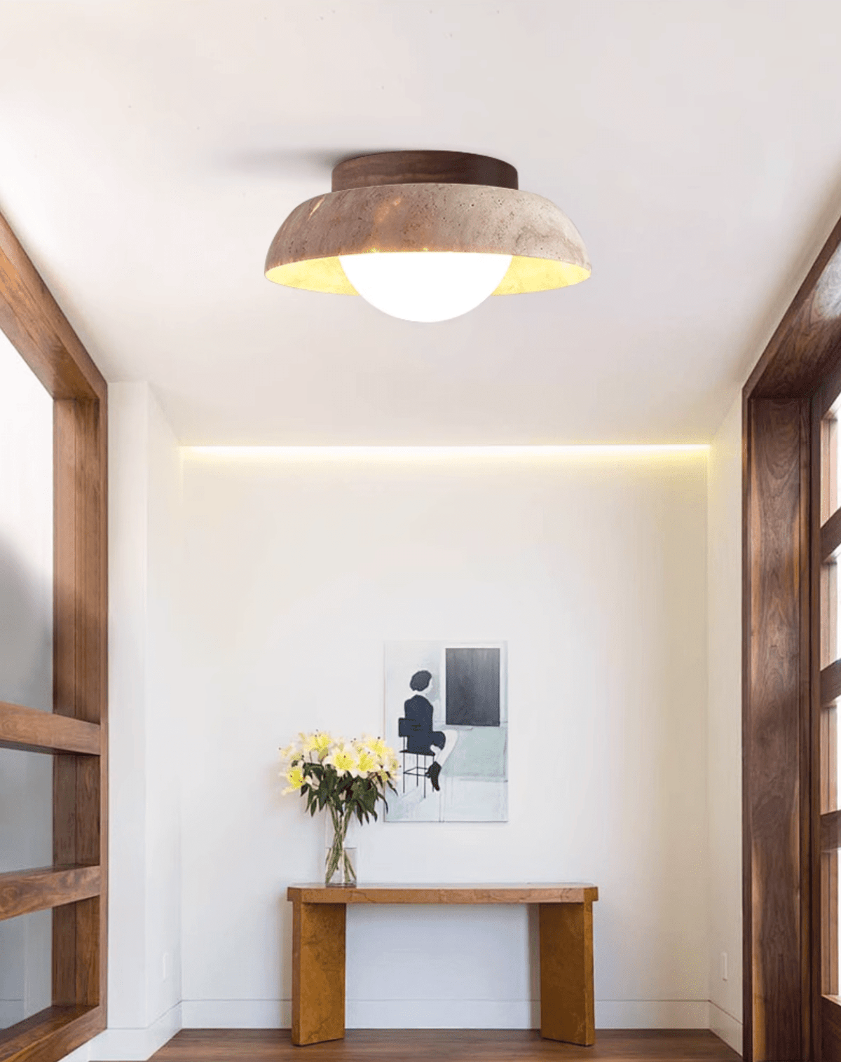 Anya Disc-Dome Travertine Deckenleuchte