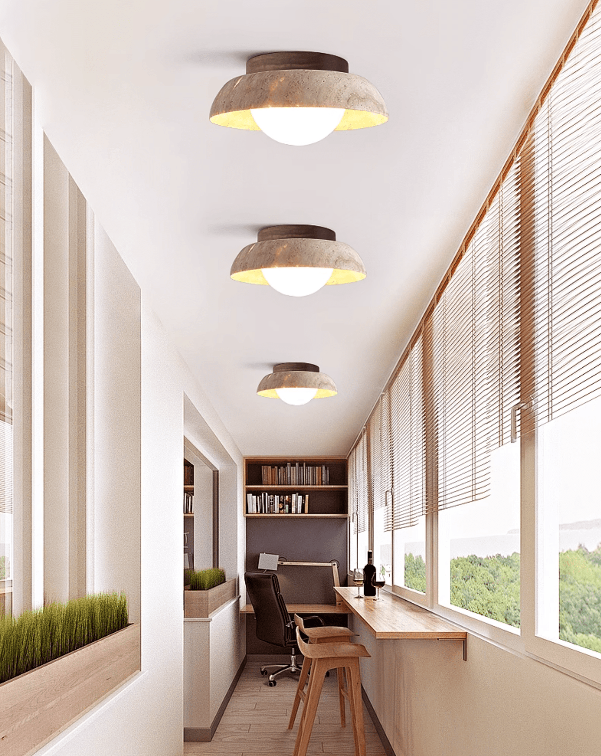 Anya Disc-Dome Travertine Deckenleuchte