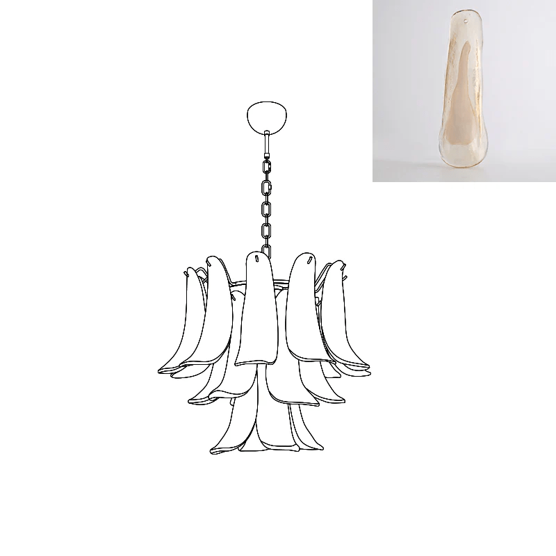 Celiian Kronleuchter Murano-Glas-Blütenblätter Vintage