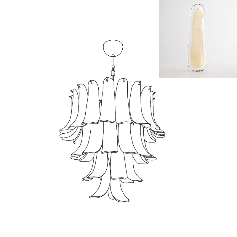 Celiian Kronleuchter Murano-Glas-Blütenblätter Vintage