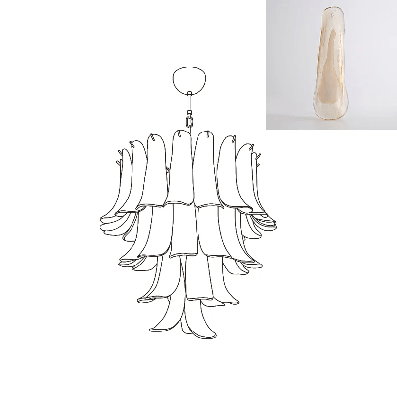 Celiian Kronleuchter Murano-Glas-Blütenblätter Vintage