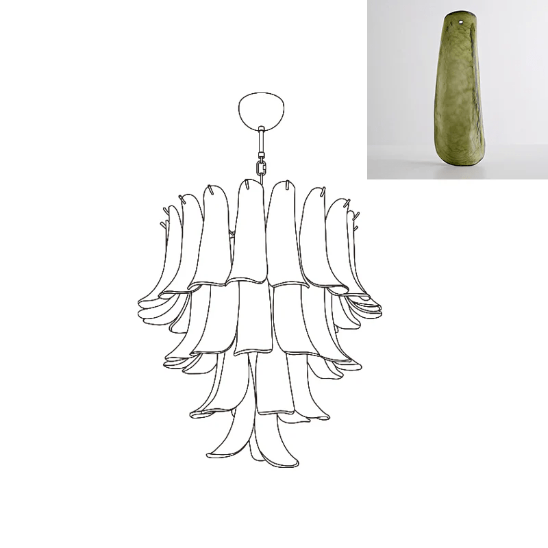 Celiian Kronleuchter Murano-Glas-Blütenblätter Vintage