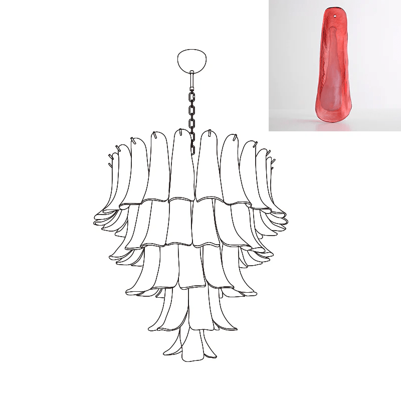 Celiian Kronleuchter Murano-Glas-Blütenblätter Vintage