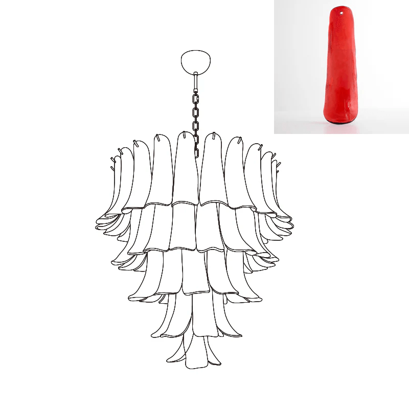 Celiian Kronleuchter Murano-Glas-Blütenblätter Vintage