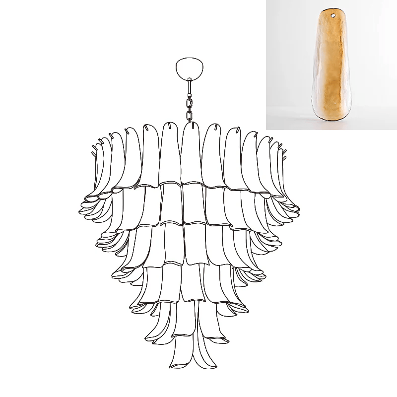 Celiian Kronleuchter Murano-Glas-Blütenblätter Vintage