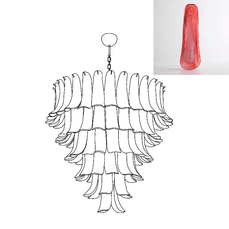 Celiian Kronleuchter Murano-Glas-Blütenblätter Vintage