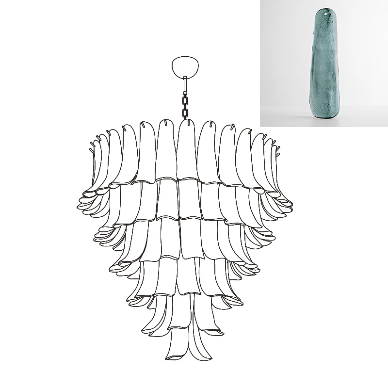 Celiian Kronleuchter Murano-Glas-Blütenblätter Vintage