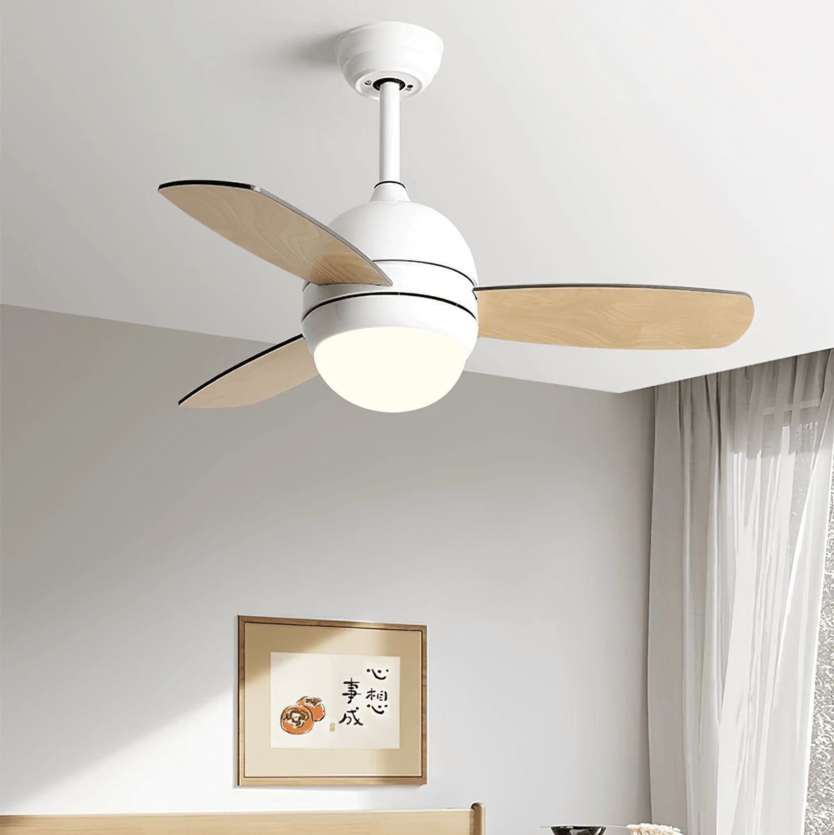 Vevo minimalistisch Weiß Holz Deckenventilator mit Beleuchtung