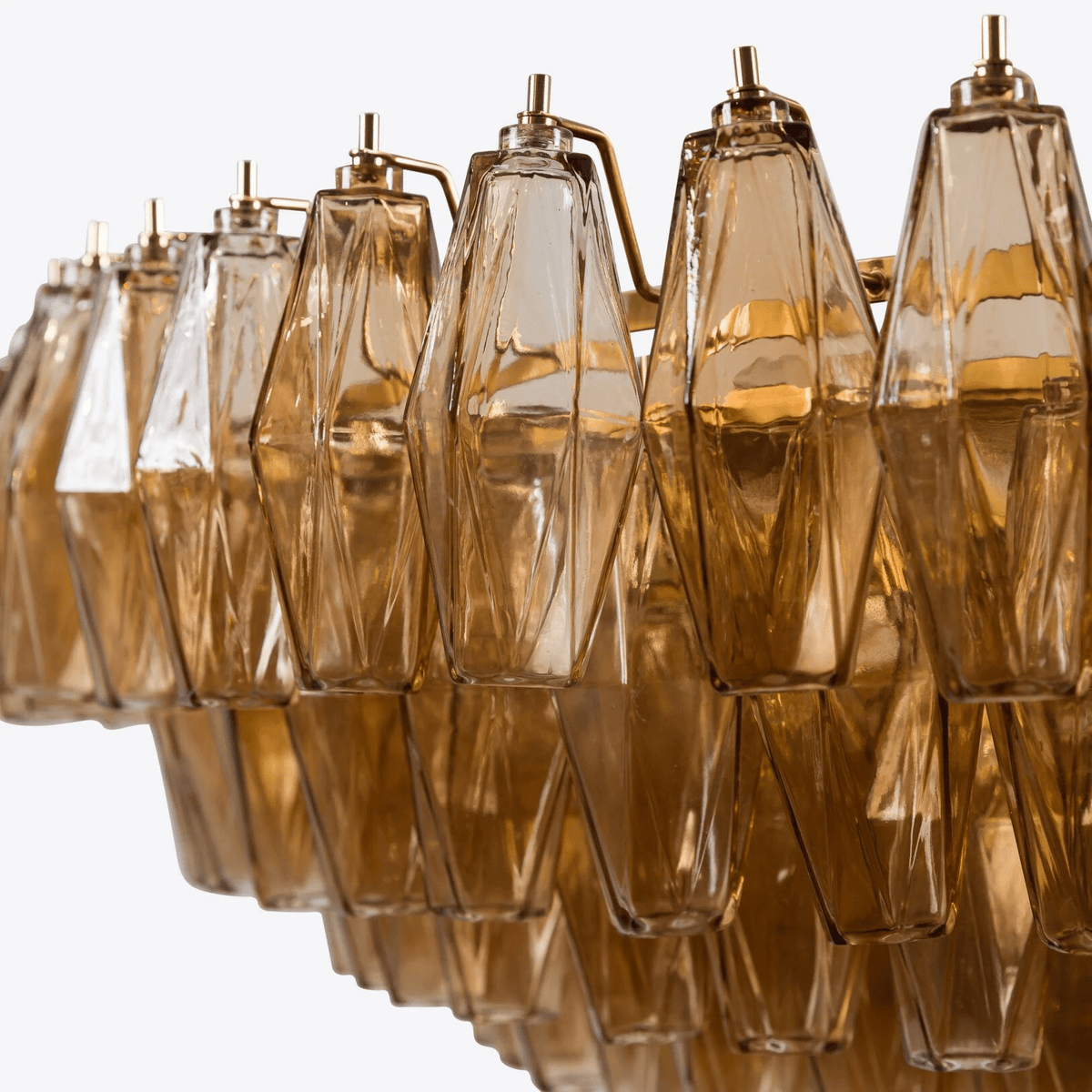 Celinora Kronleuchter Kronleuchte mehrstufig bernsteinfarbenes Glas Vintage
