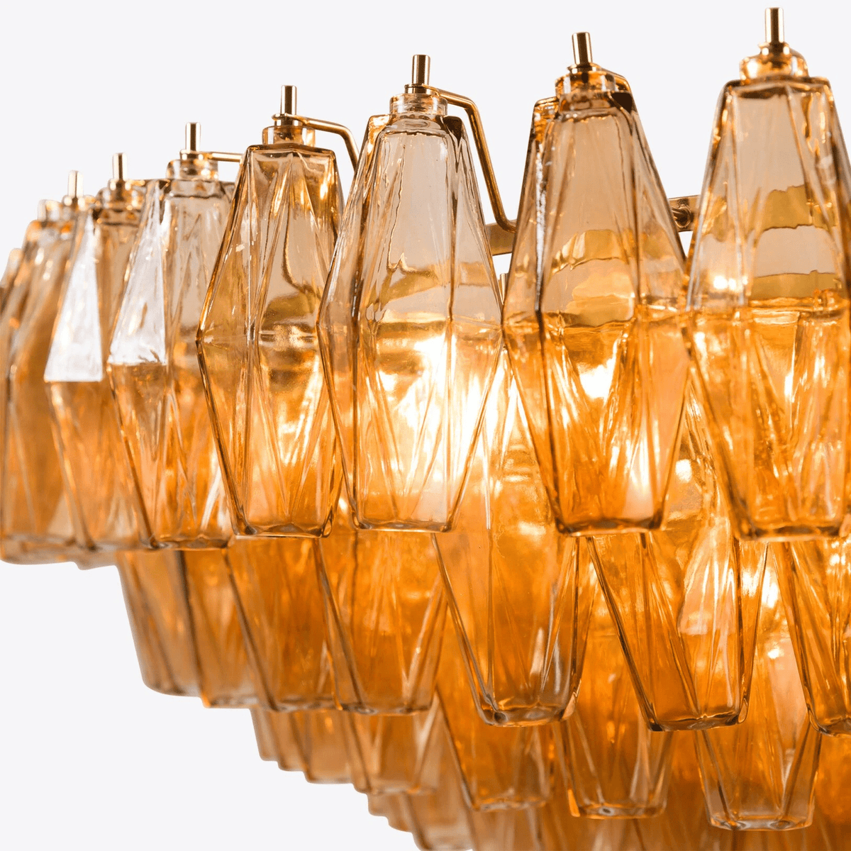 Celinora Kronleuchter Kronleuchte mehrstufig bernsteinfarbenes Glas Vintage