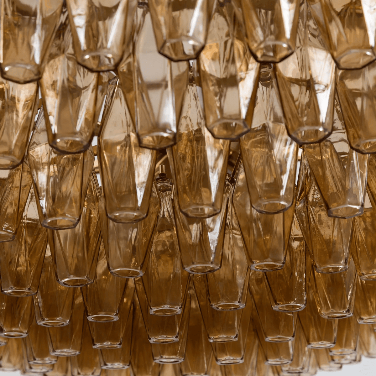 Celinora Kronleuchter Kronleuchte mehrstufig bernsteinfarbenes Glas Vintage