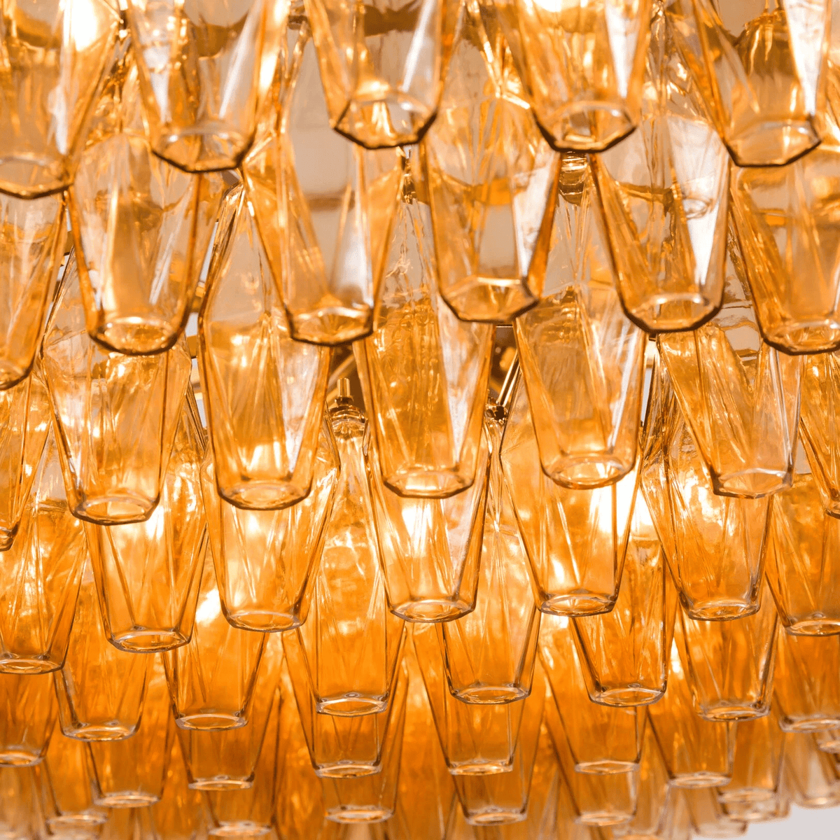 Celinora Kronleuchter Kronleuchte mehrstufig bernsteinfarbenes Glas Vintage