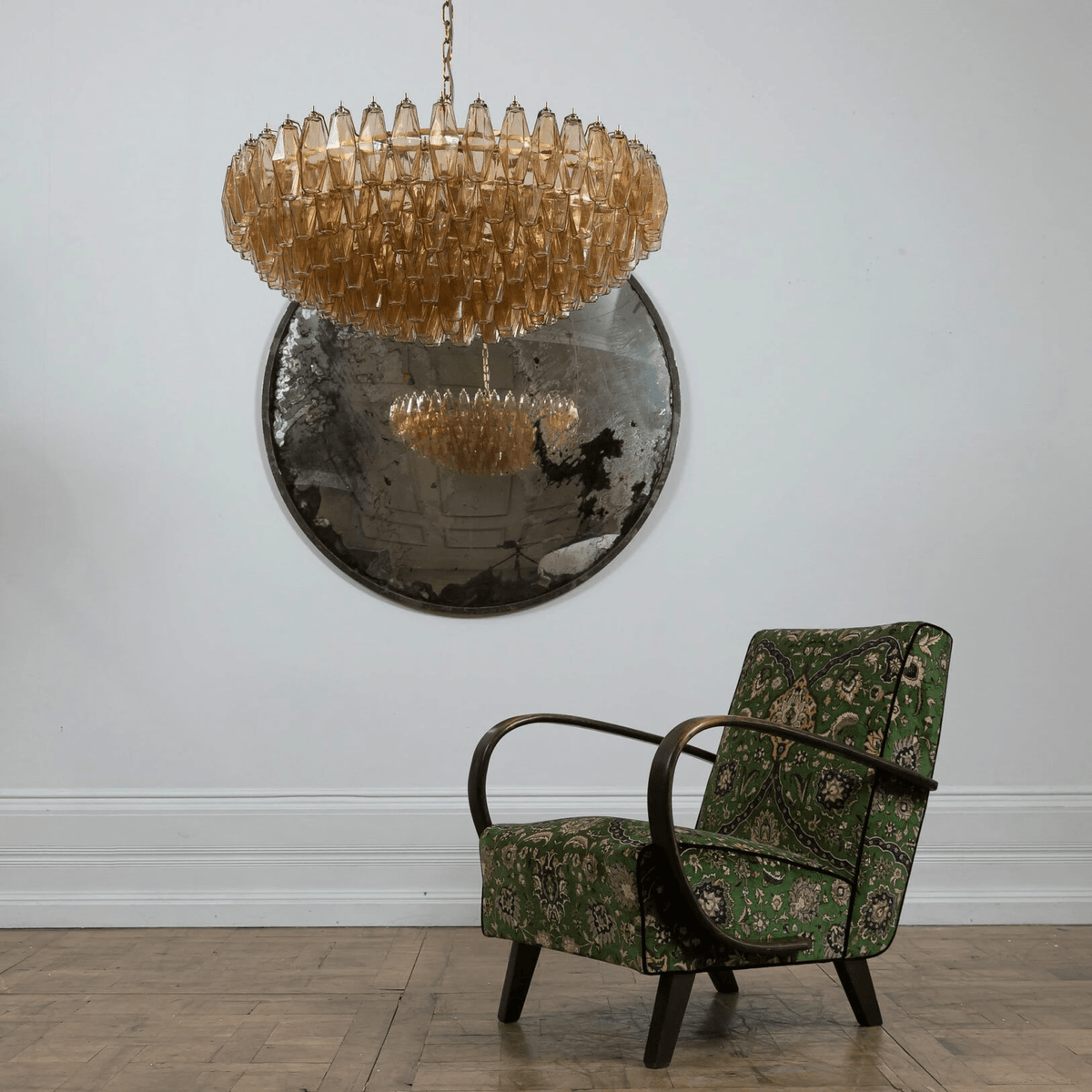 Celinora Kronleuchter Kronleuchte mehrstufig bernsteinfarbenes Glas Vintage