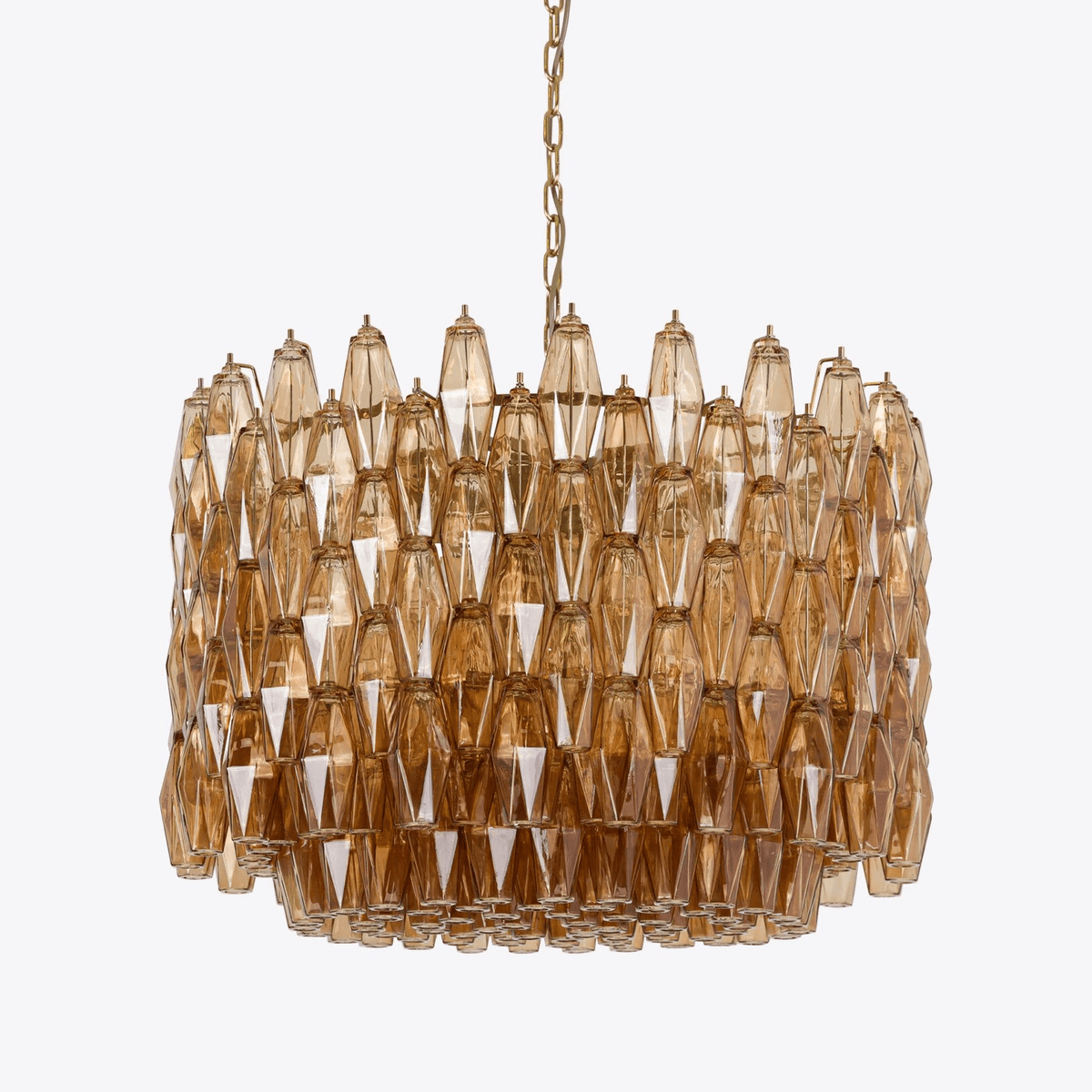 Celenella Kronleuchter Zylinder Bernsteinfarbenes Glas Elegant