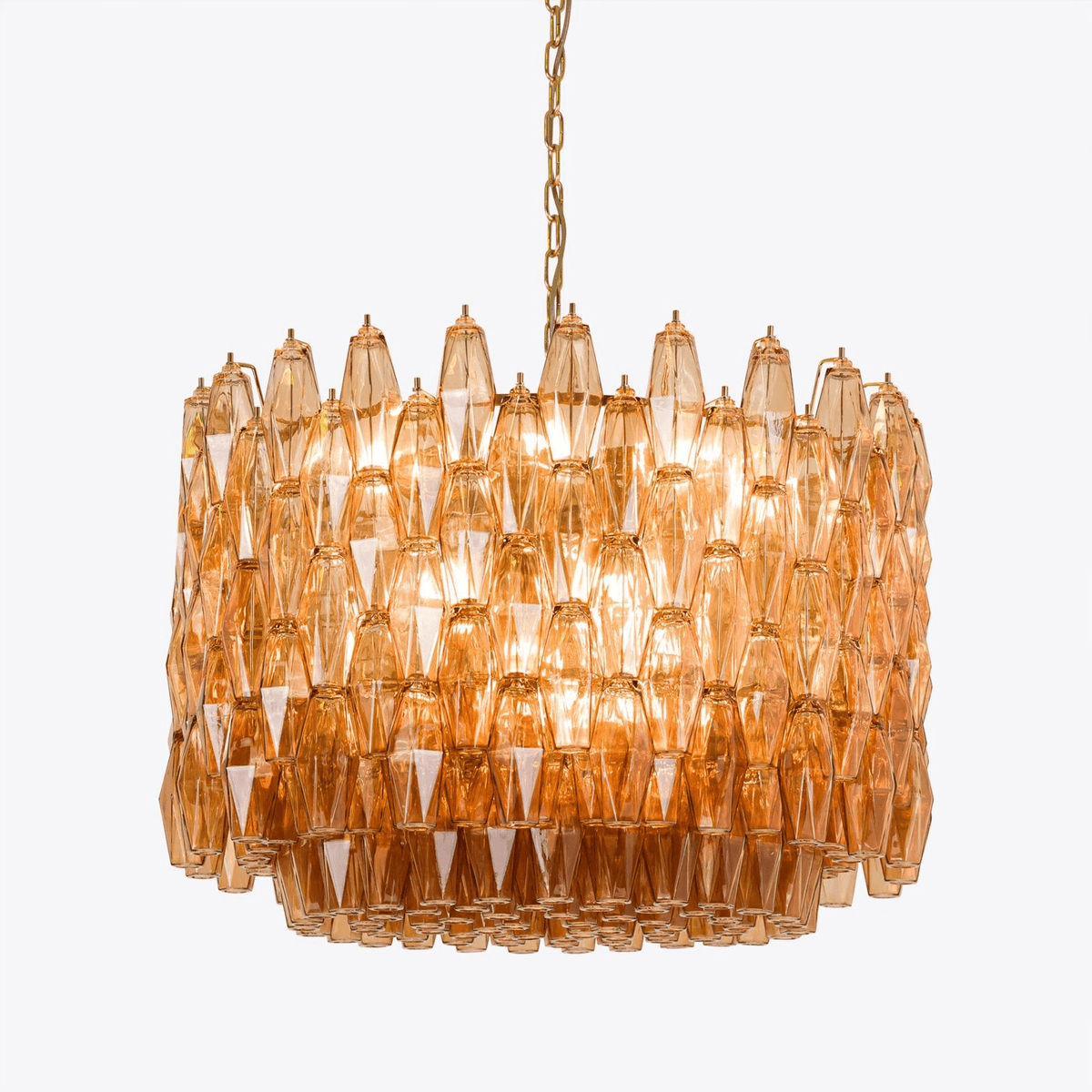 Celenella Kronleuchter Zylinder Bernsteinfarbenes Glas Elegant