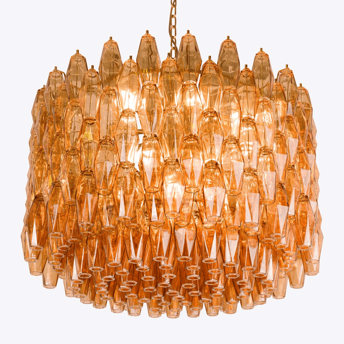 Celenella Kronleuchter Zylinder Bernsteinfarbenes Glas Elegant