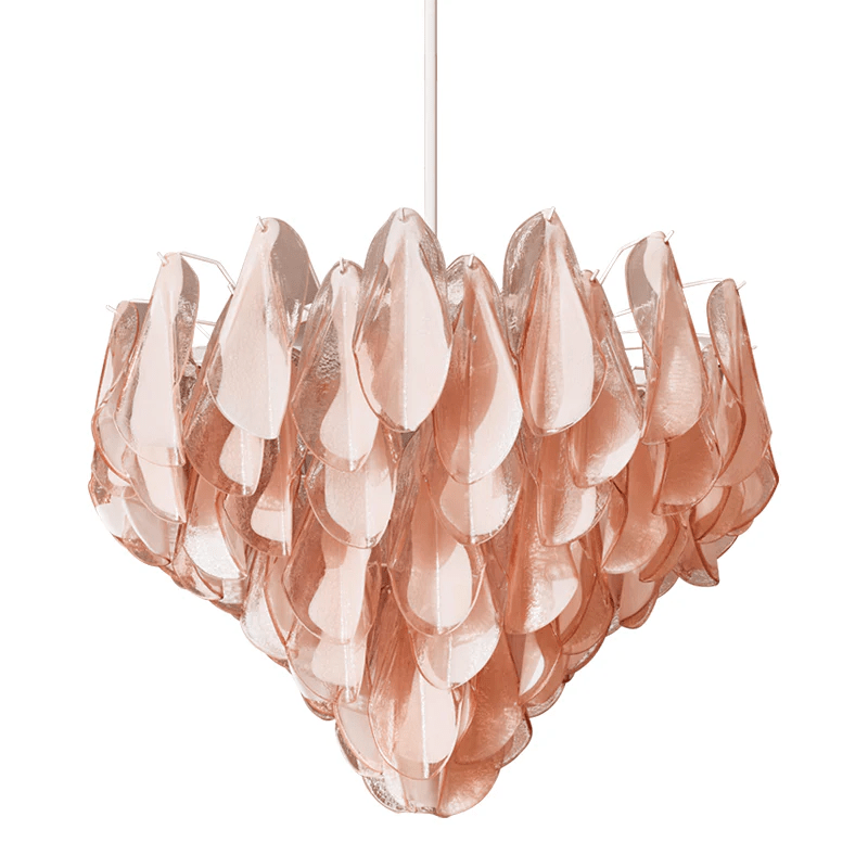 Celuora Kronleuchter aus bernsteinfarbenem Murano-Glas mit ovalem Tropfen-Design in geschichteter Ausführung