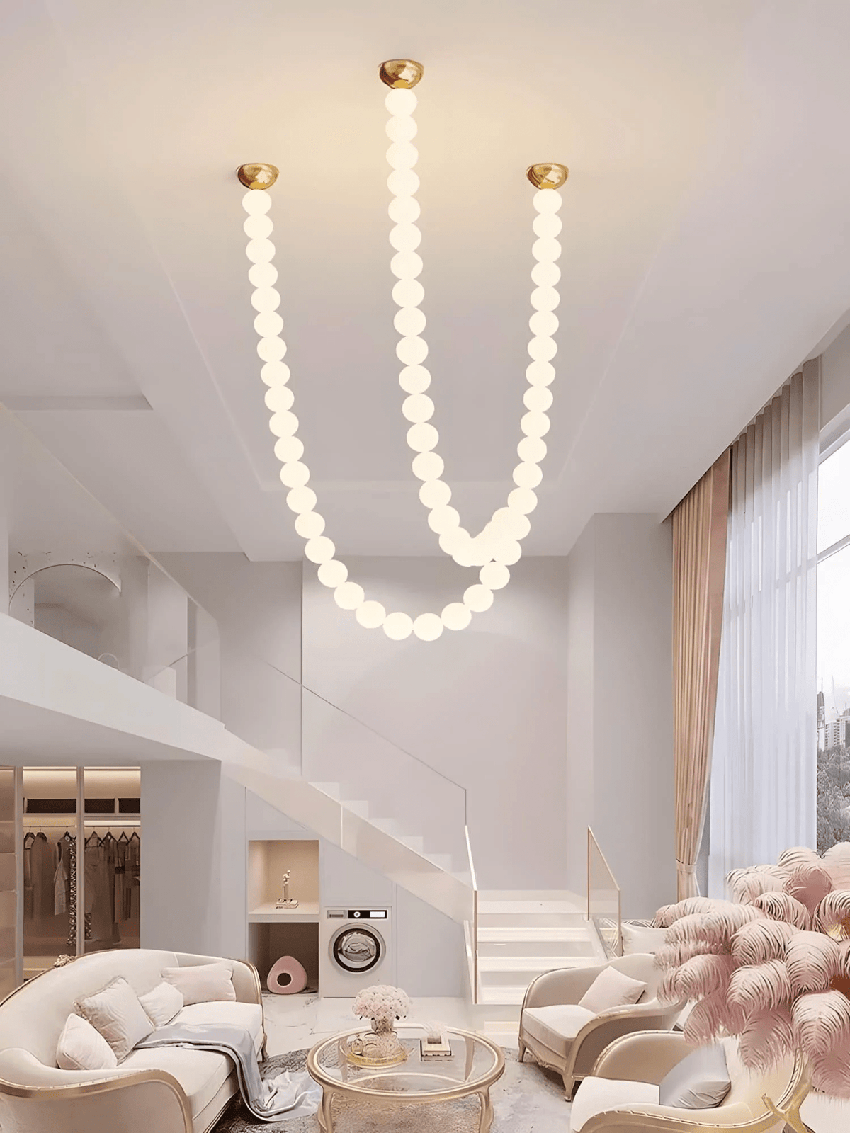 PearlCascade Kronleuchter aus Glas mit Kugeln