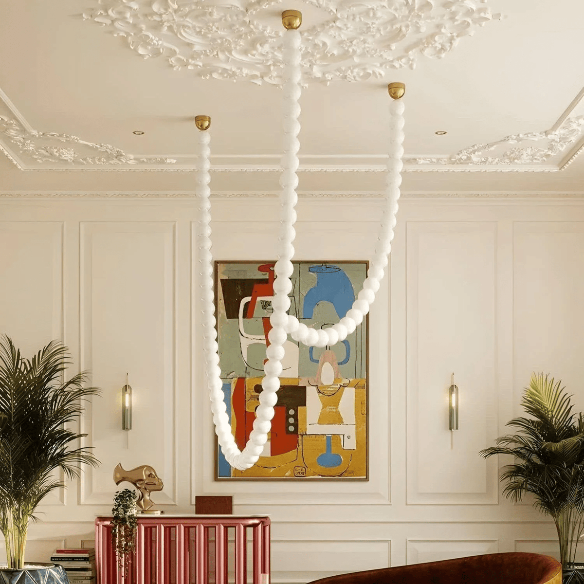 PearlCascade Kronleuchter aus Glas mit Kugeln