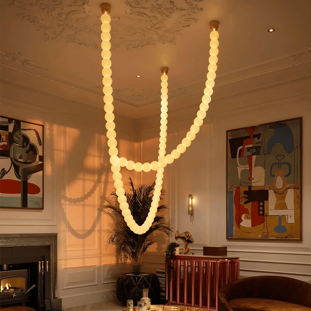 PearlCascade Kronleuchter aus Glas mit Kugeln