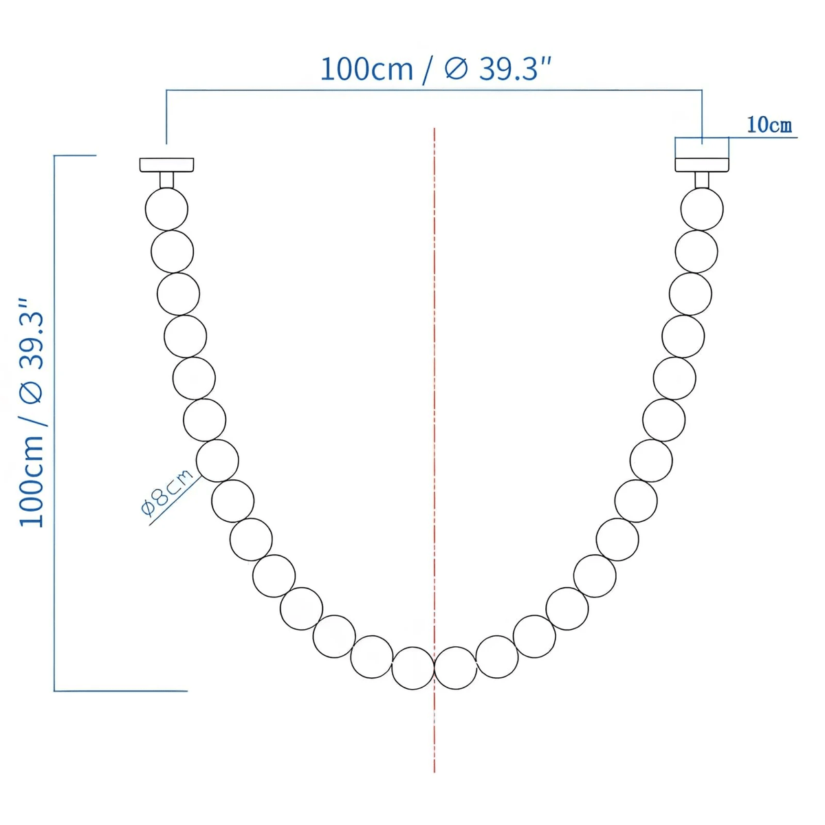 PearlCascade Kronleuchter aus Glas mit Kugeln