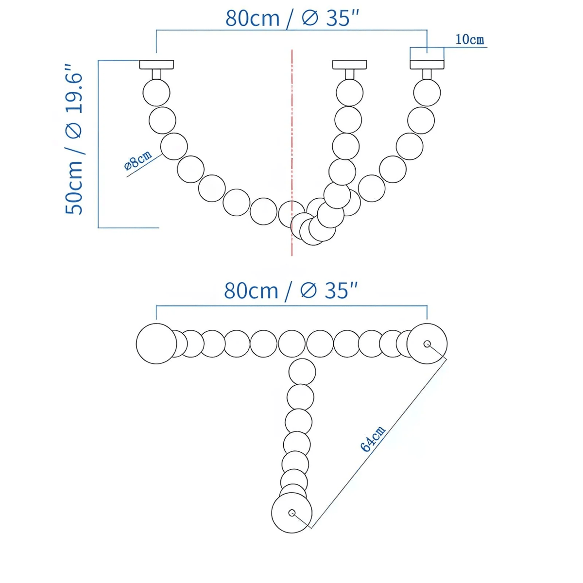 PearlCascade Kronleuchter aus Glas mit Kugeln