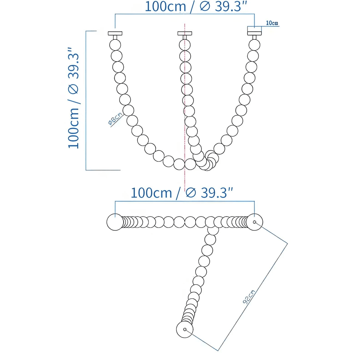 PearlCascade Kronleuchter aus Glas mit Kugeln