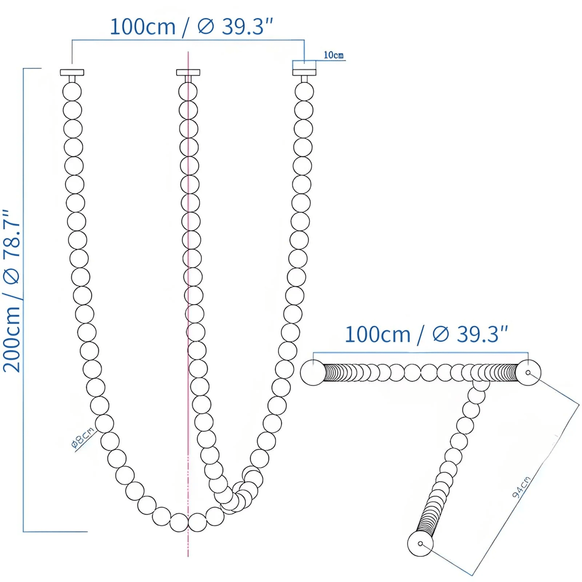 PearlCascade Kronleuchter aus Glas mit Kugeln