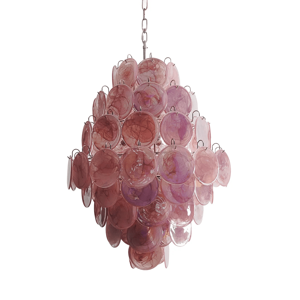 Eirarine Kronleuchter aus handgeblasenem Murano-Glas in Pink mit Scheiben