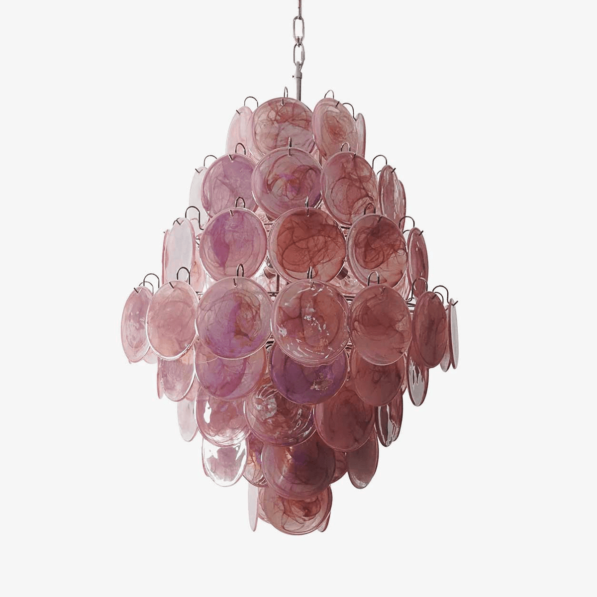Eirarine Kronleuchter aus handgeblasenem Murano-Glas in Pink mit Scheiben