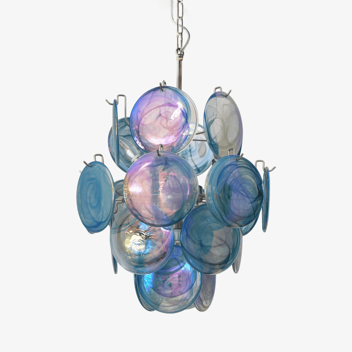 Liororine Kronleuchter aus blauem Muranglas in Vintage-Optik