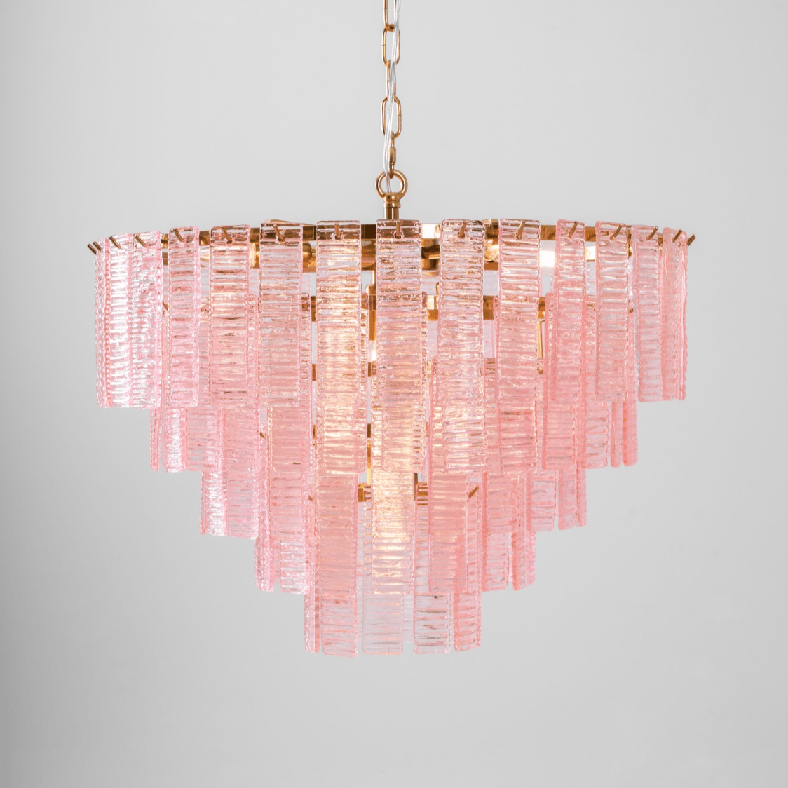 Lioririan Kronleuchter aus rosa Muranoglas mit mehrschichtigen Vintage-Luxus-Design