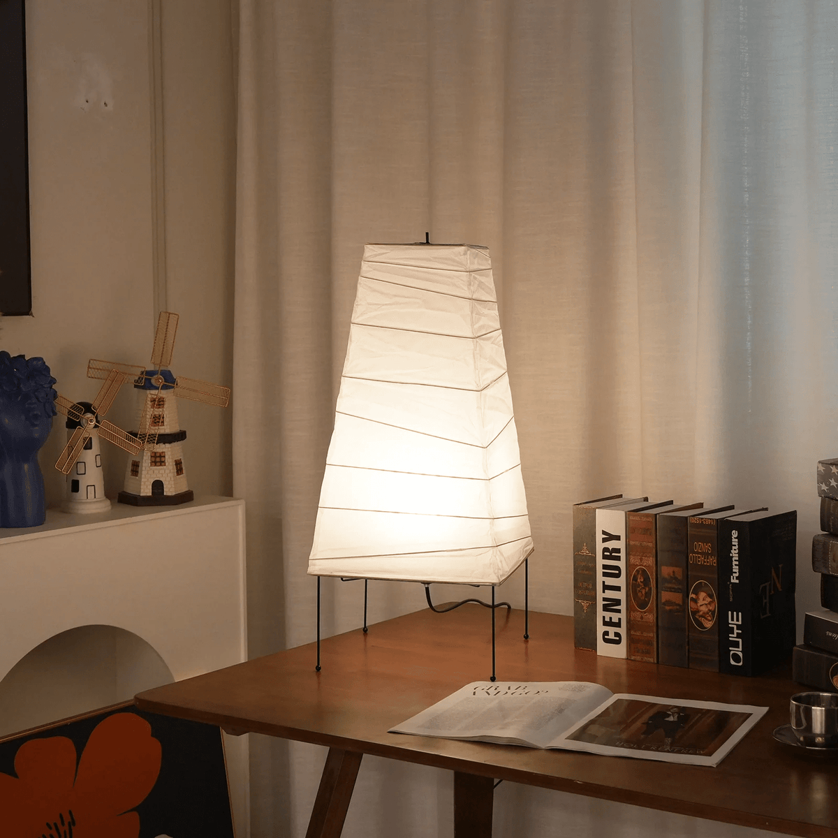 Piaaraya Minimalistische Tischleuchte aus Papier