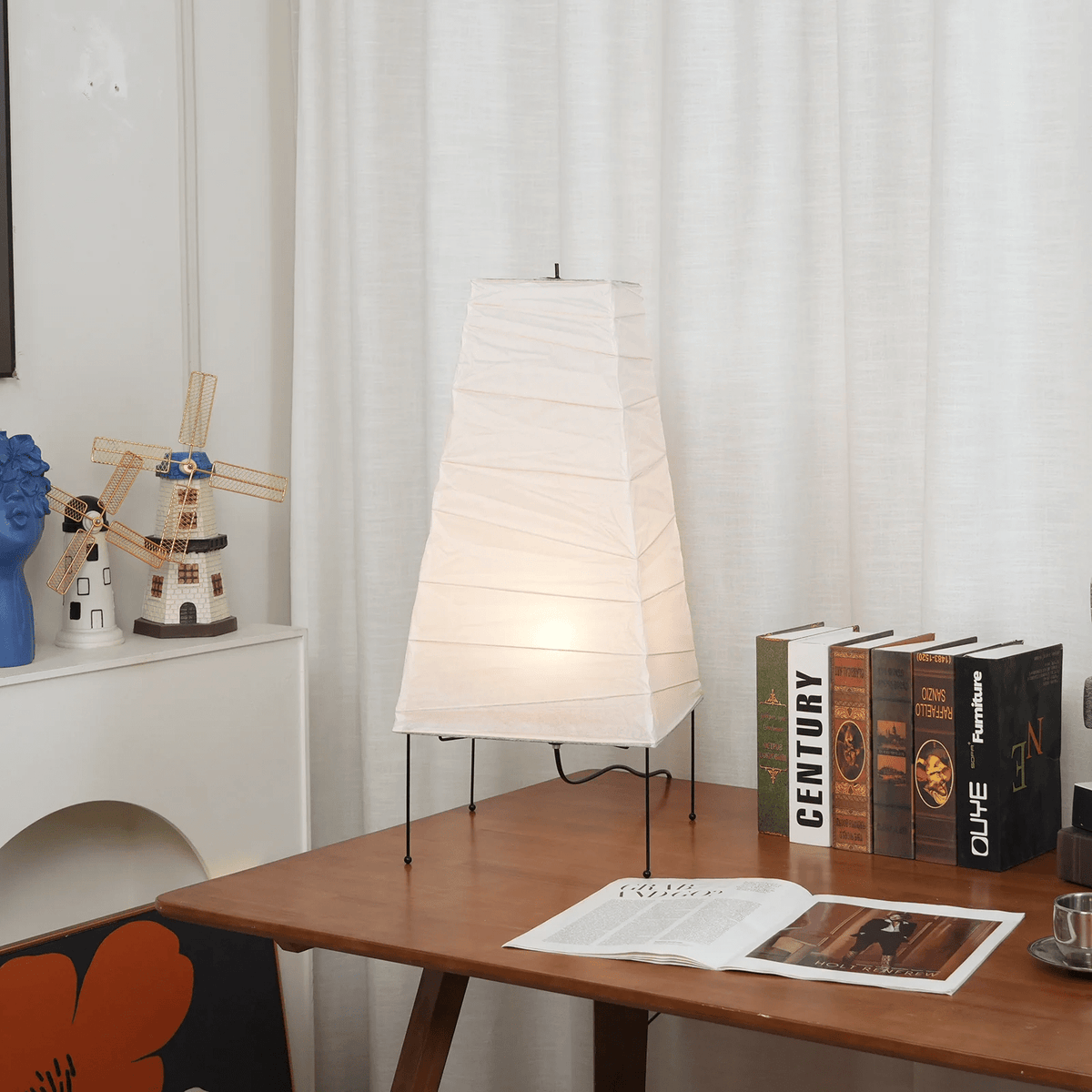 Piaaraya Minimalistische Tischleuchte aus Papier