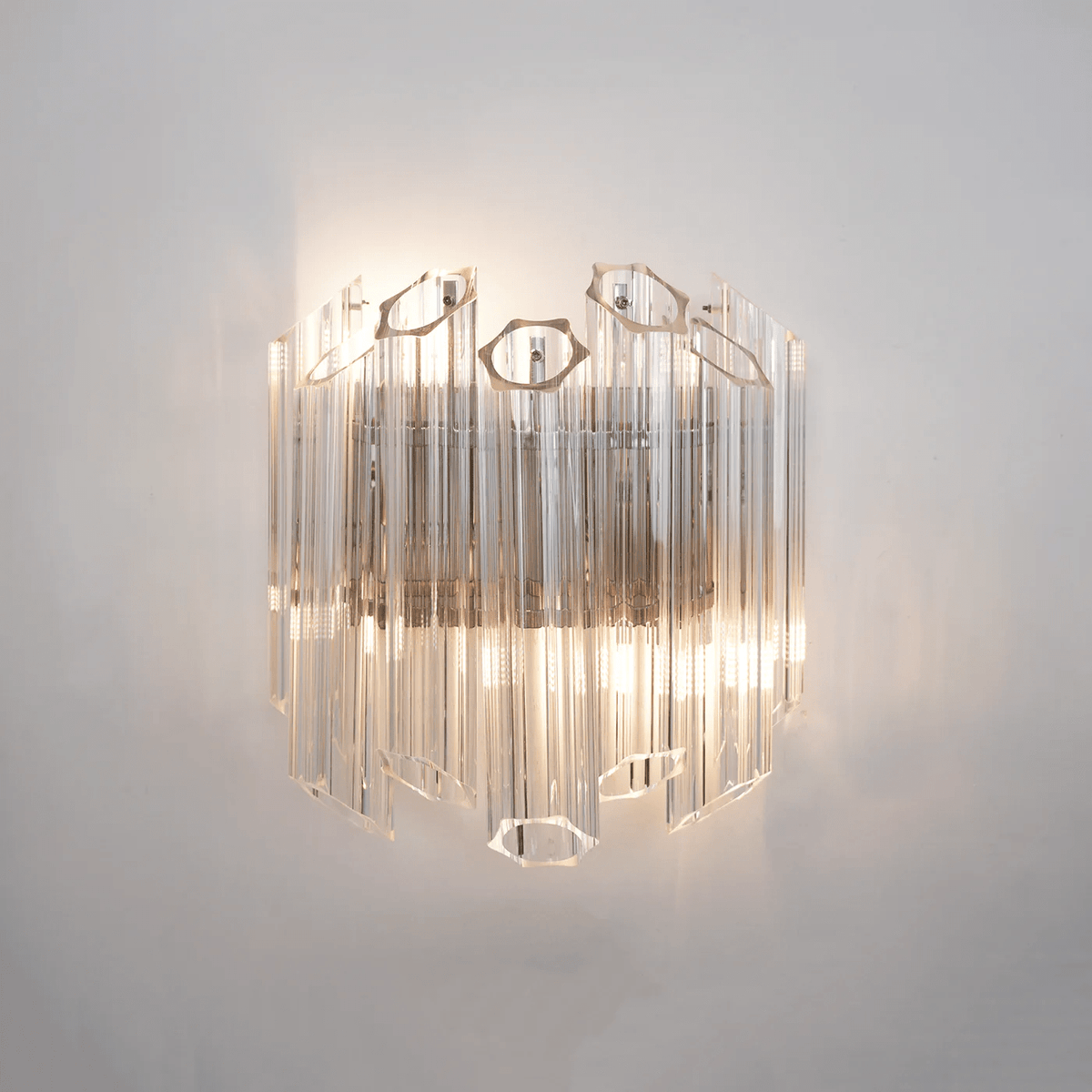 Celalaria Wandleuchte Transparent Murano-Glasröhren Kaskade