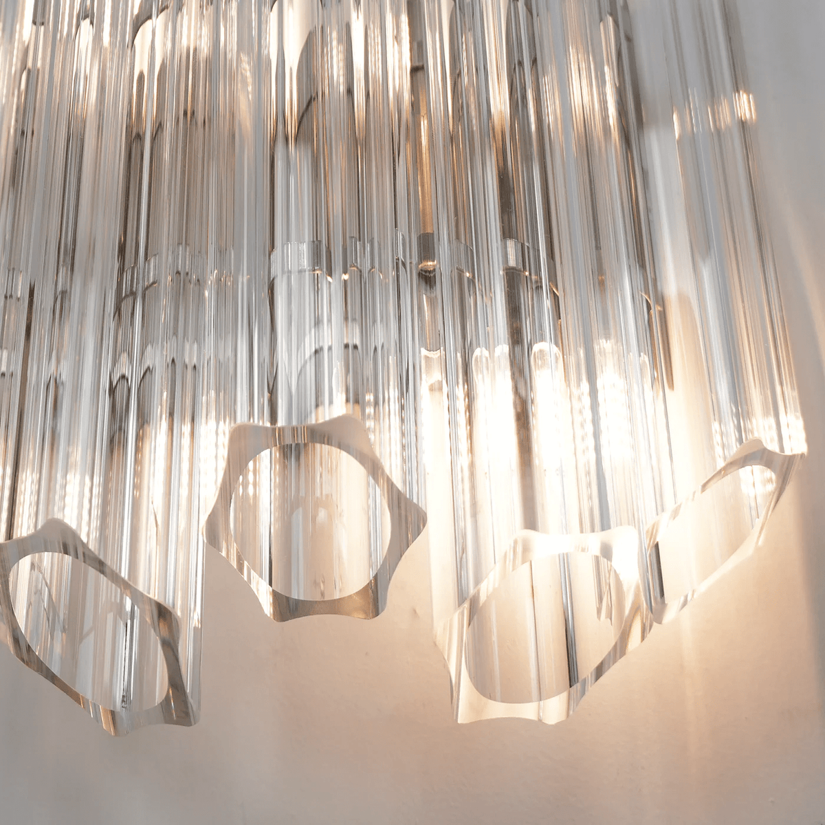 Celalaria Wandleuchte Transparent Murano-Glasröhren Kaskade