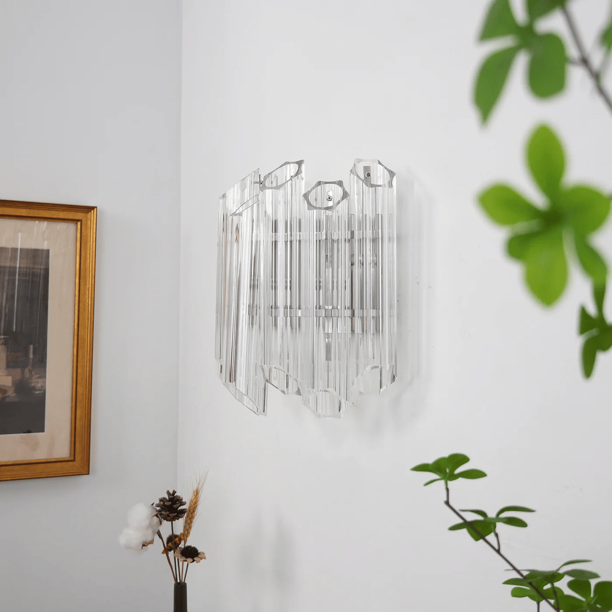 Celalaria Wandleuchte Transparent Murano-Glasröhren Kaskade