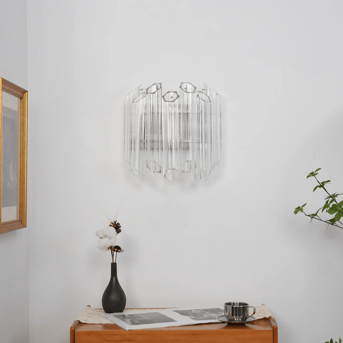 Celalaria Wandleuchte Transparent Murano-Glasröhren Kaskade