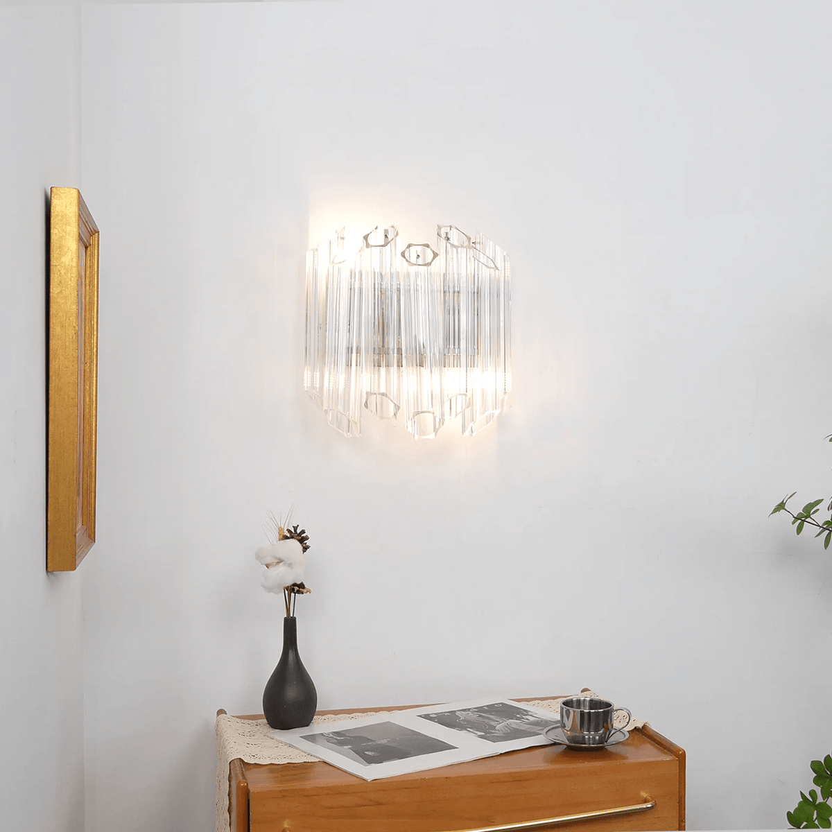 Celalaria Wandleuchte Transparent Murano-Glasröhren Kaskade
