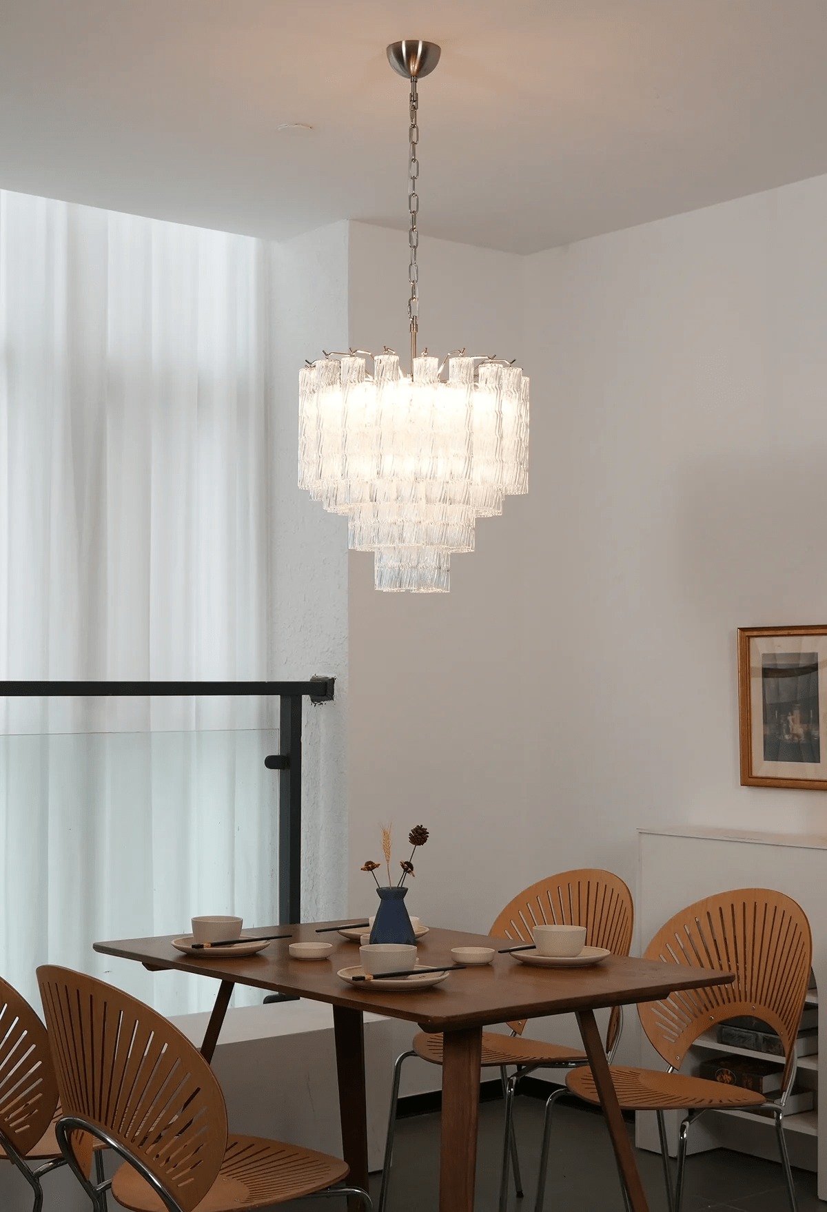 Veliella Kronleuchter aus Murano-Glas mit gestuften kaskadierenden Wellen