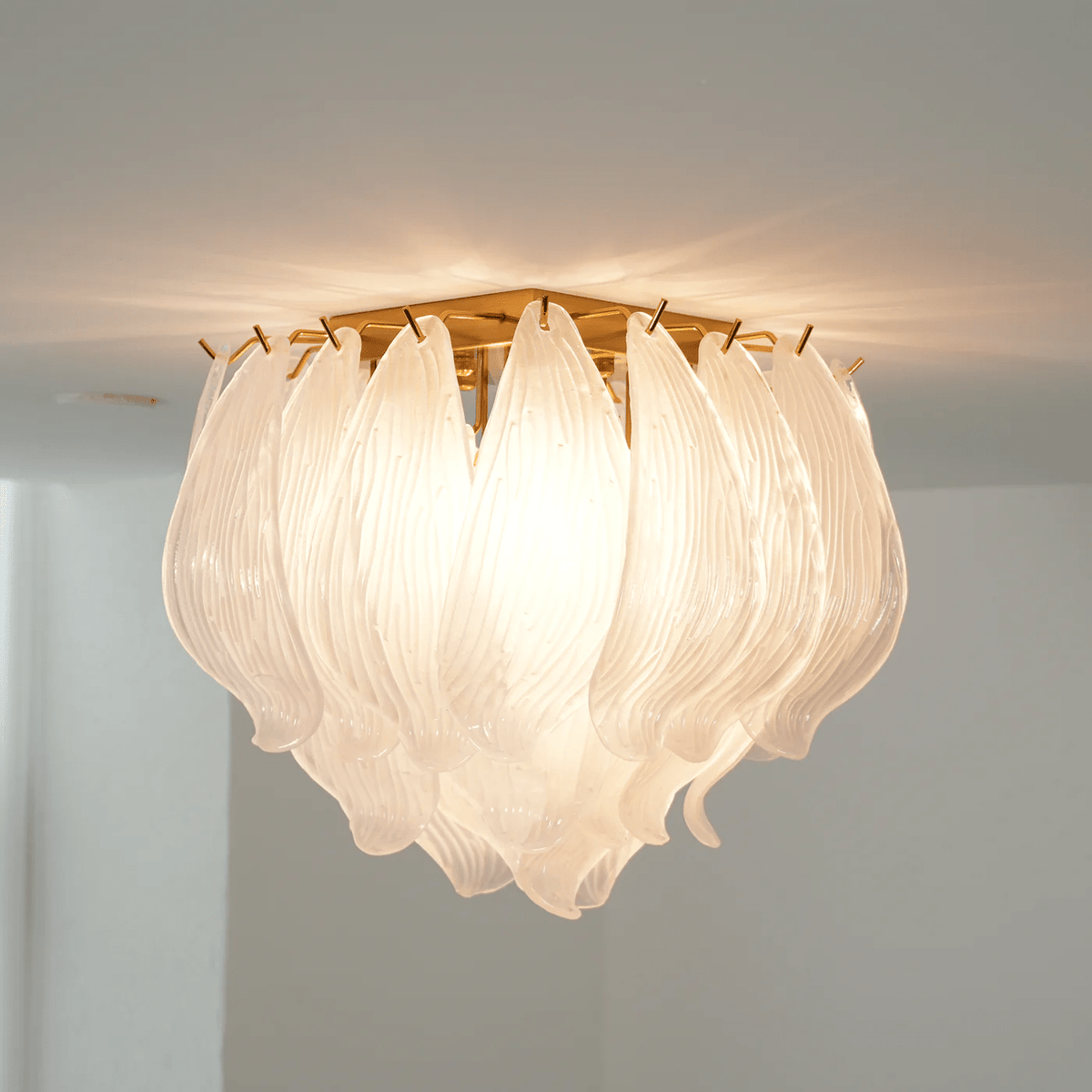 Liorivina Deckenleuchte Murano Petal Hand-geblasenes Glas flache Deckenleuchte