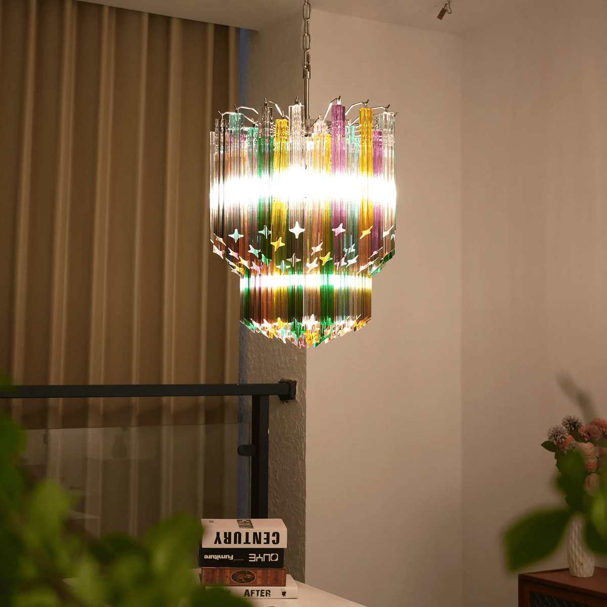 Celorelle Kronleuchter aus Murano-Glas in Mehrfarbigem Prismen-Design