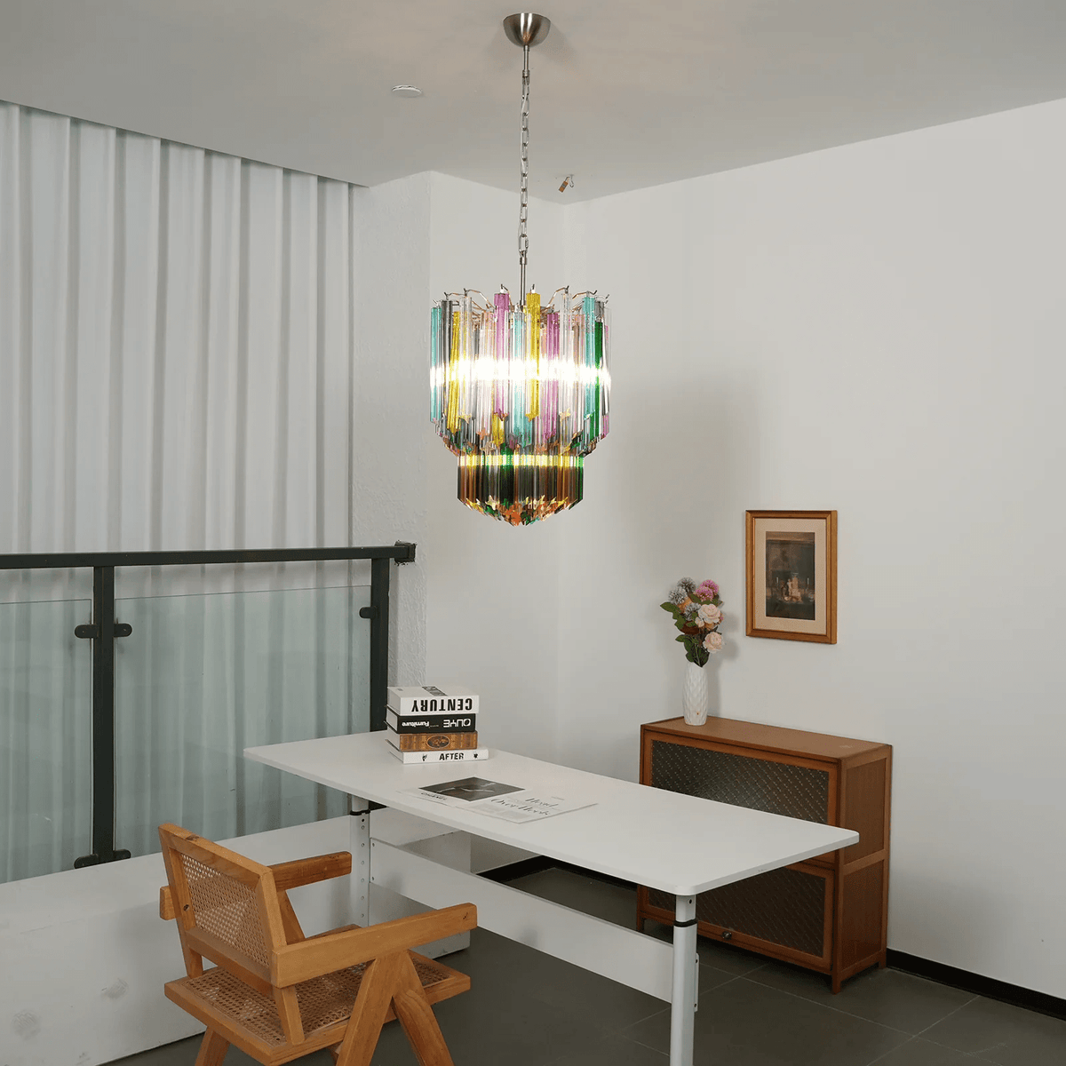 Celorelle Kronleuchter aus Murano-Glas in Mehrfarbigem Prismen-Design