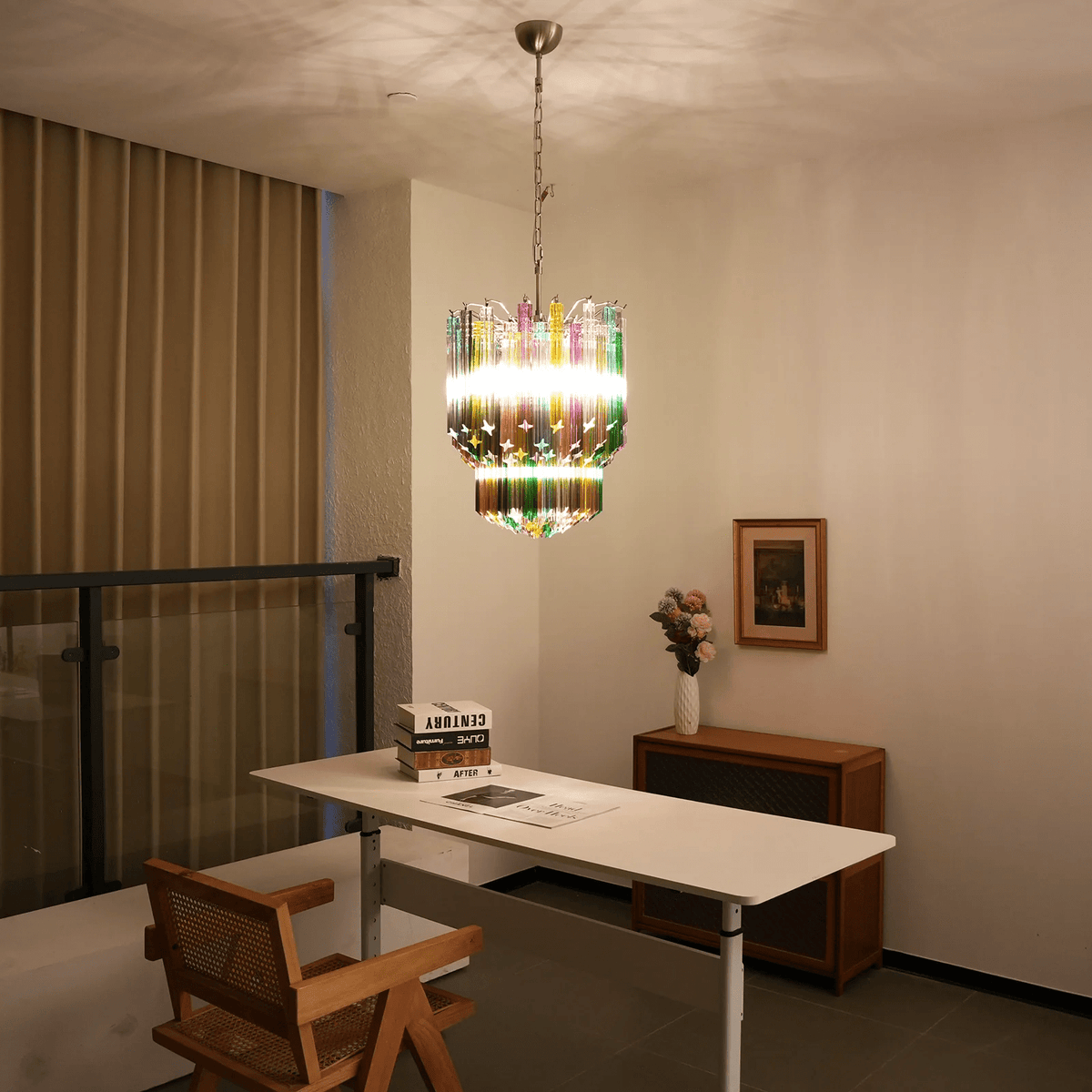 Celorelle Kronleuchter aus Murano-Glas in Mehrfarbigem Prismen-Design