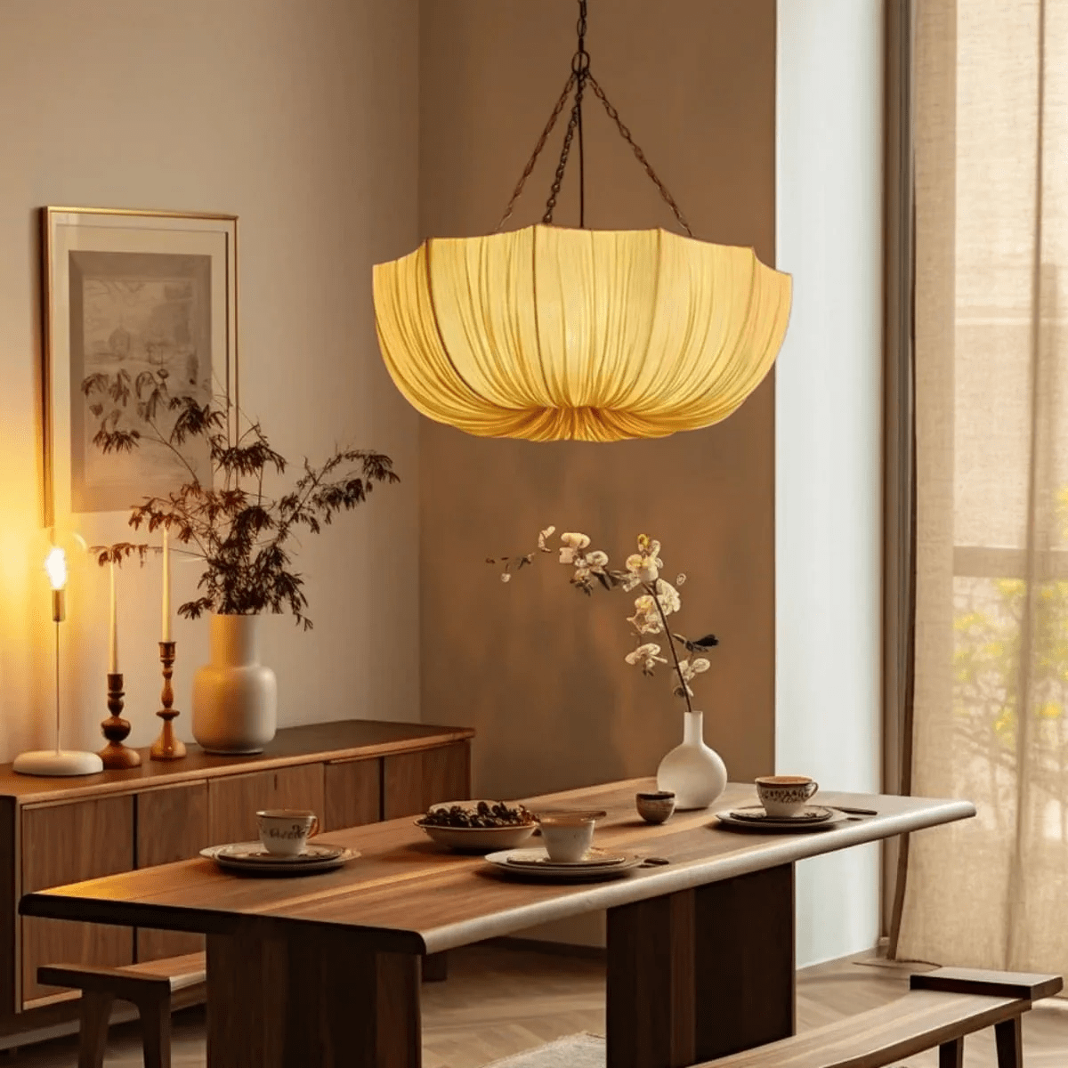 Hopty Vintage-Stoff-Pendelleuchte