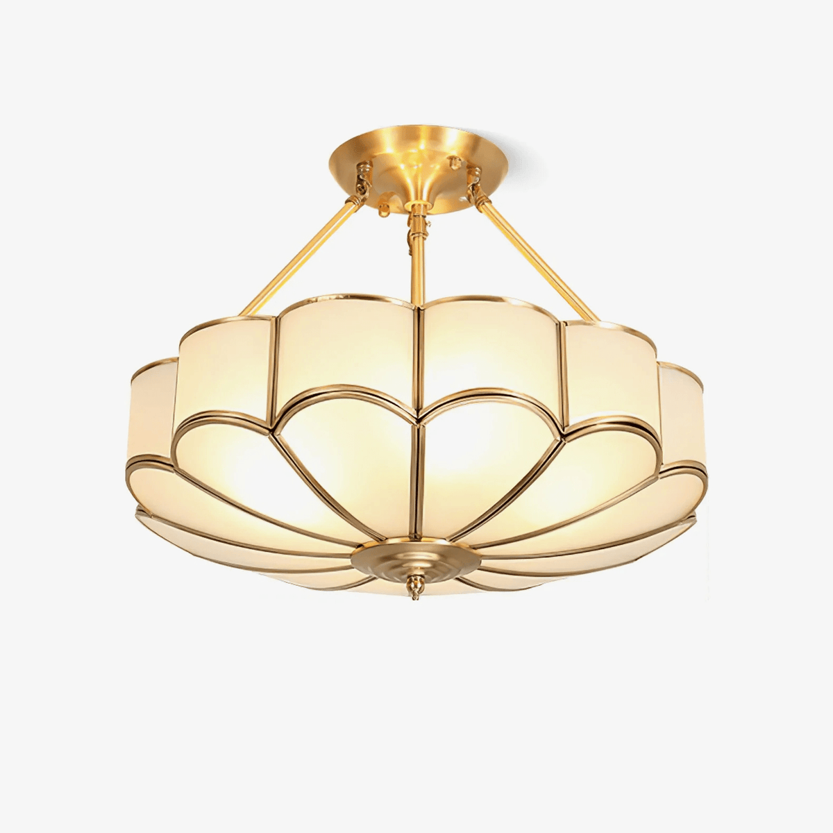 Levenor Deckenleuchte Milchglas Petal Messing Kunst