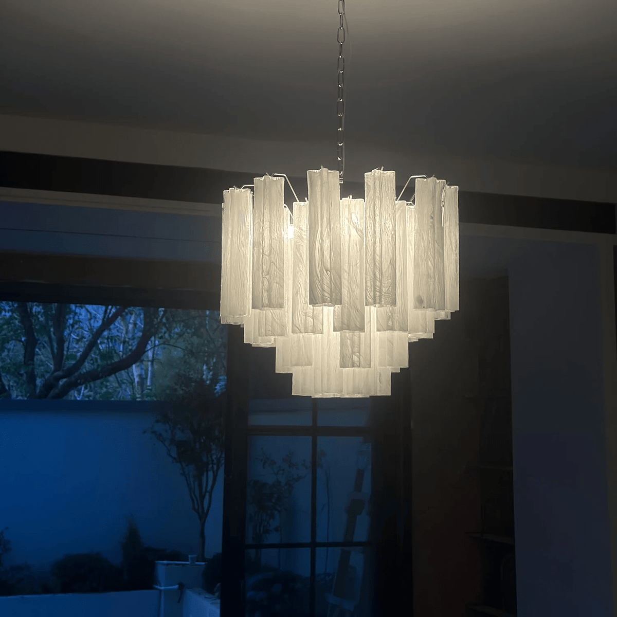 Lioruian Kronleuchter Murano-Glas mehrstufig Grau